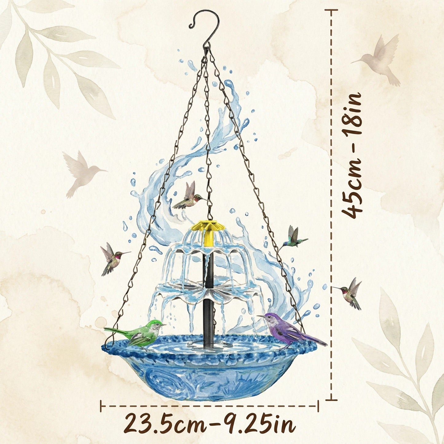 🌟 Kids' Favorite Outdoor Fun – Solar Cascade Hanging Bird Bath Fountain | 49% OFF 🔥 Hurry, Limited Stock!