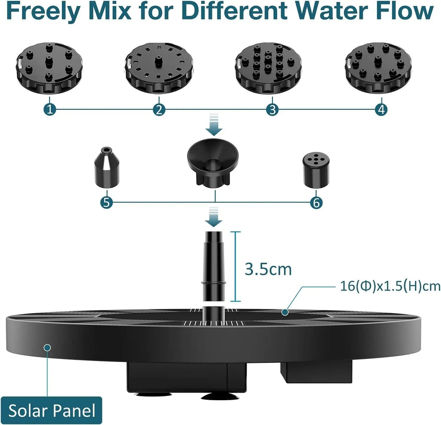 🌊 Solar Floating Fountain 🐦 – 6 Spray Modes for Garden & Bird Bath