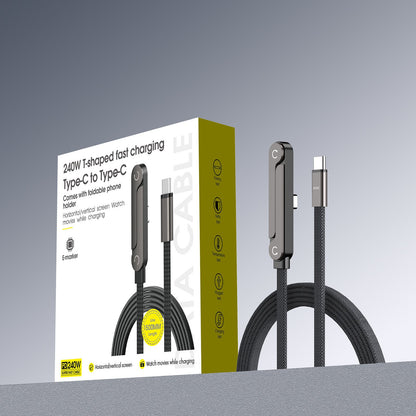 240W Super Charge 360° Rotating Invisible Stand Detachable 2-in-1 Charging Cable