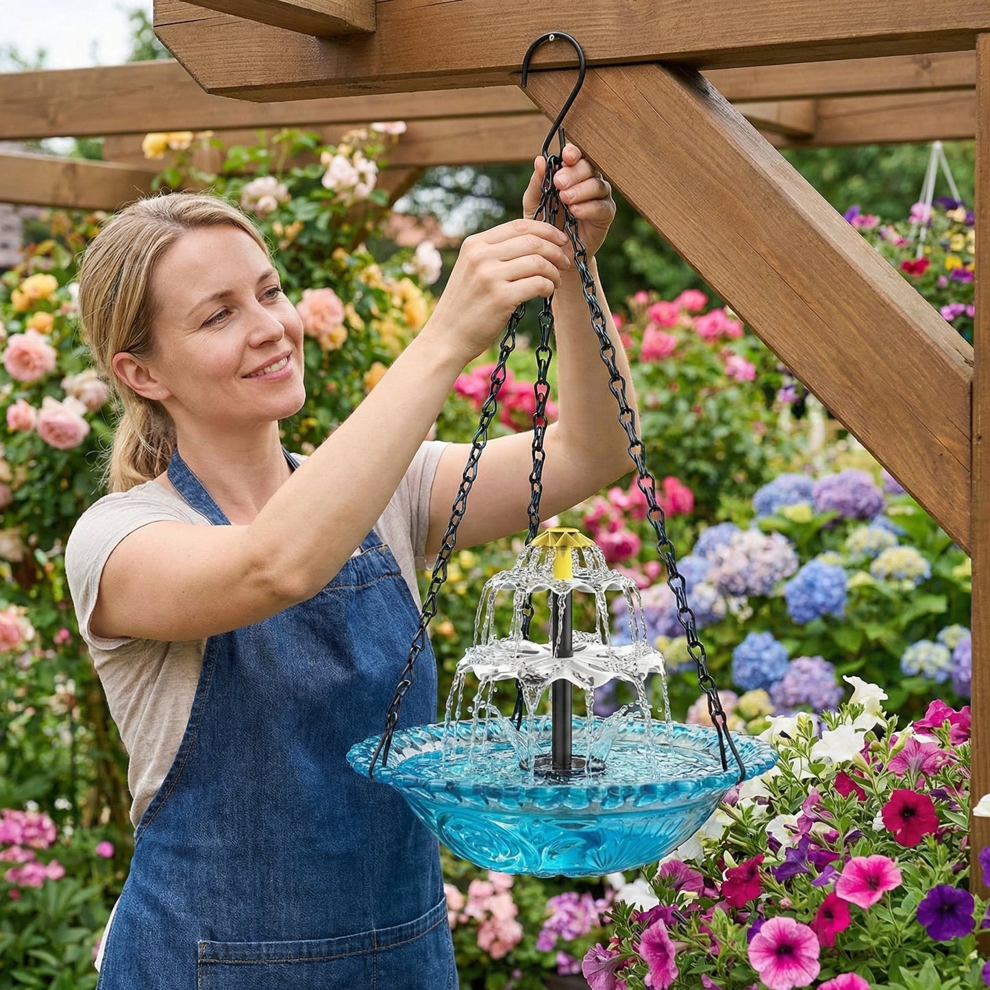 🌟 Kids' Favorite Outdoor Fun – Solar Cascade Hanging Bird Bath Fountain | 49% OFF 🔥 Hurry, Limited Stock!