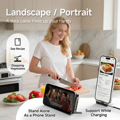 240W Super Charge 360° Rotating Invisible Stand Detachable 2-in-1 Charging Cable