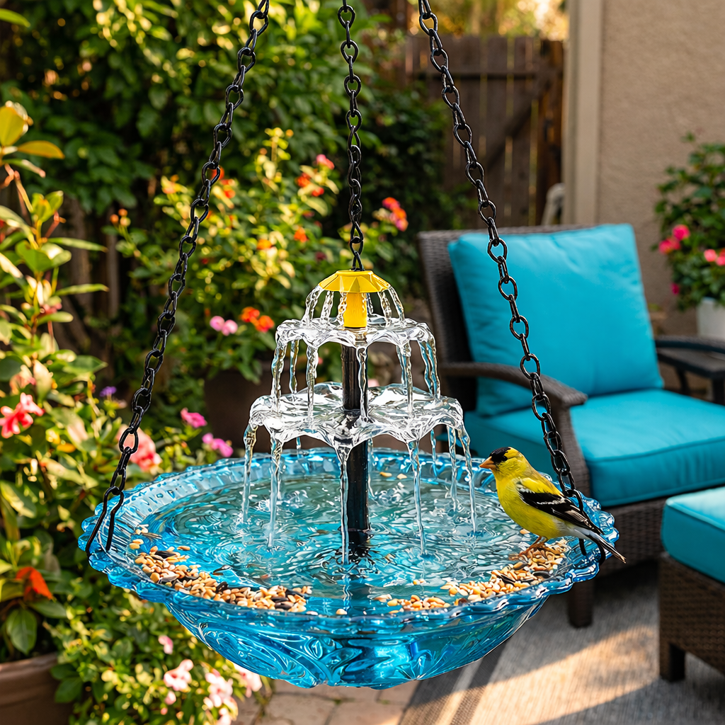 🌟 Kids' Favorite Outdoor Fun – Solar Cascade Hanging Bird Bath Fountain | 49% OFF 🔥 Hurry, Limited Stock!