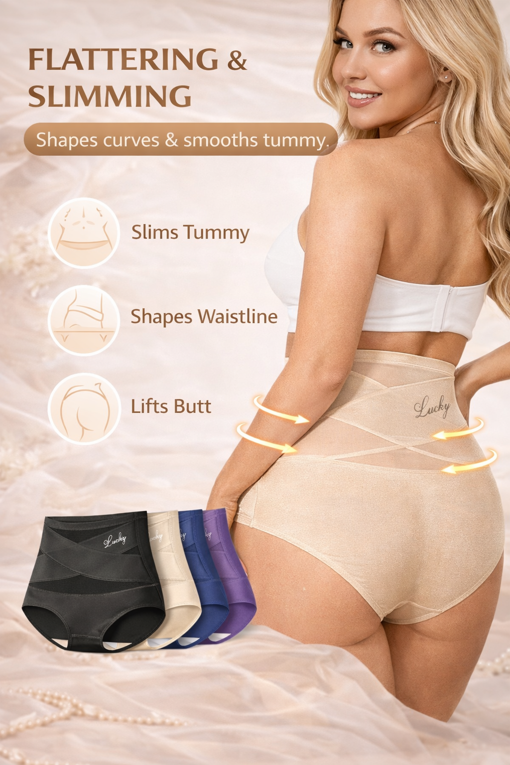 🌸LAST DAY 49% OFF🌸High-Waist Tummy Control Seamless Shaping Lucky Panties