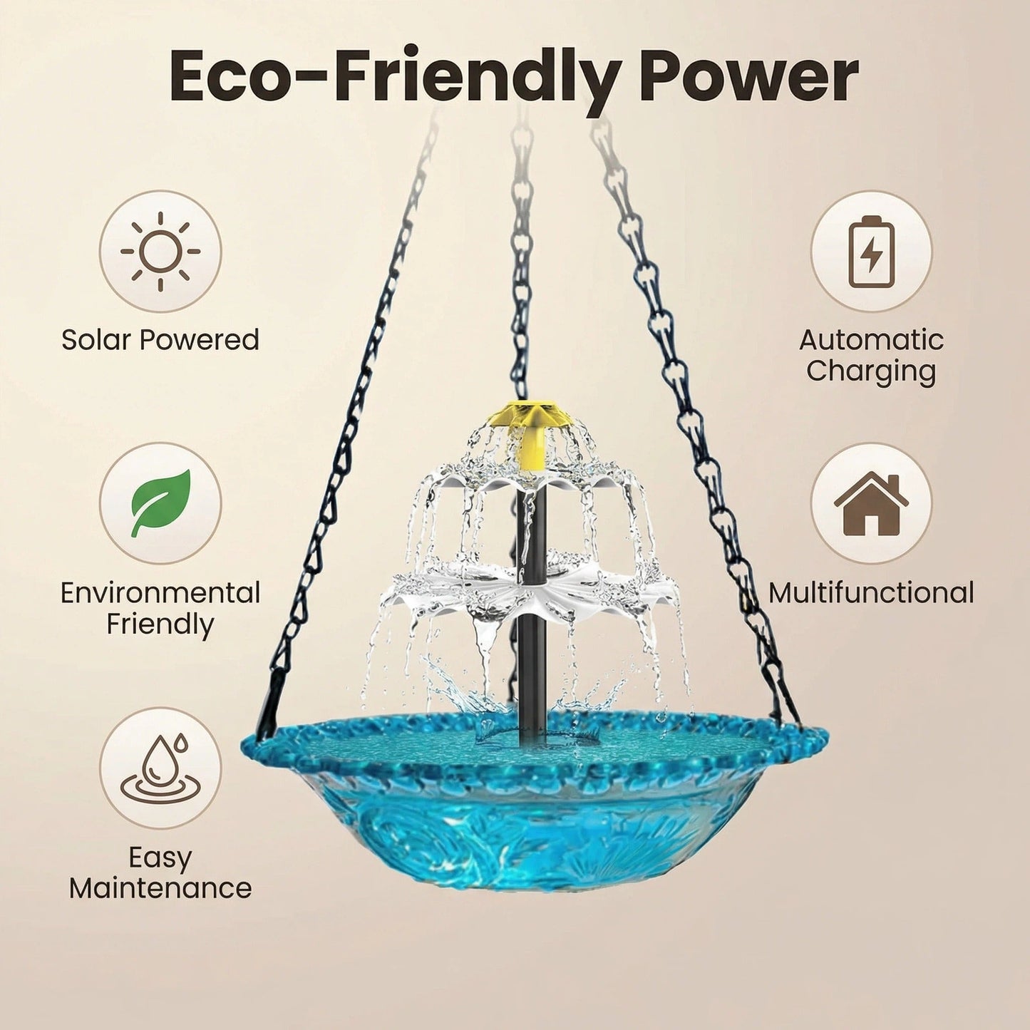 🌟 Kids' Favorite Outdoor Fun – Solar Cascade Hanging Bird Bath Fountain | 49% OFF 🔥 Hurry, Limited Stock!