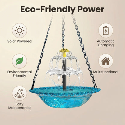 🌟 Kids' Favorite Outdoor Fun – Solar Cascade Hanging Bird Bath Fountain | 49% OFF 🔥 Hurry, Limited Stock!